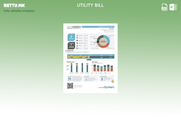Модерен стил шаблон за сметки за комунални услуги на САД Texas Blue Energy